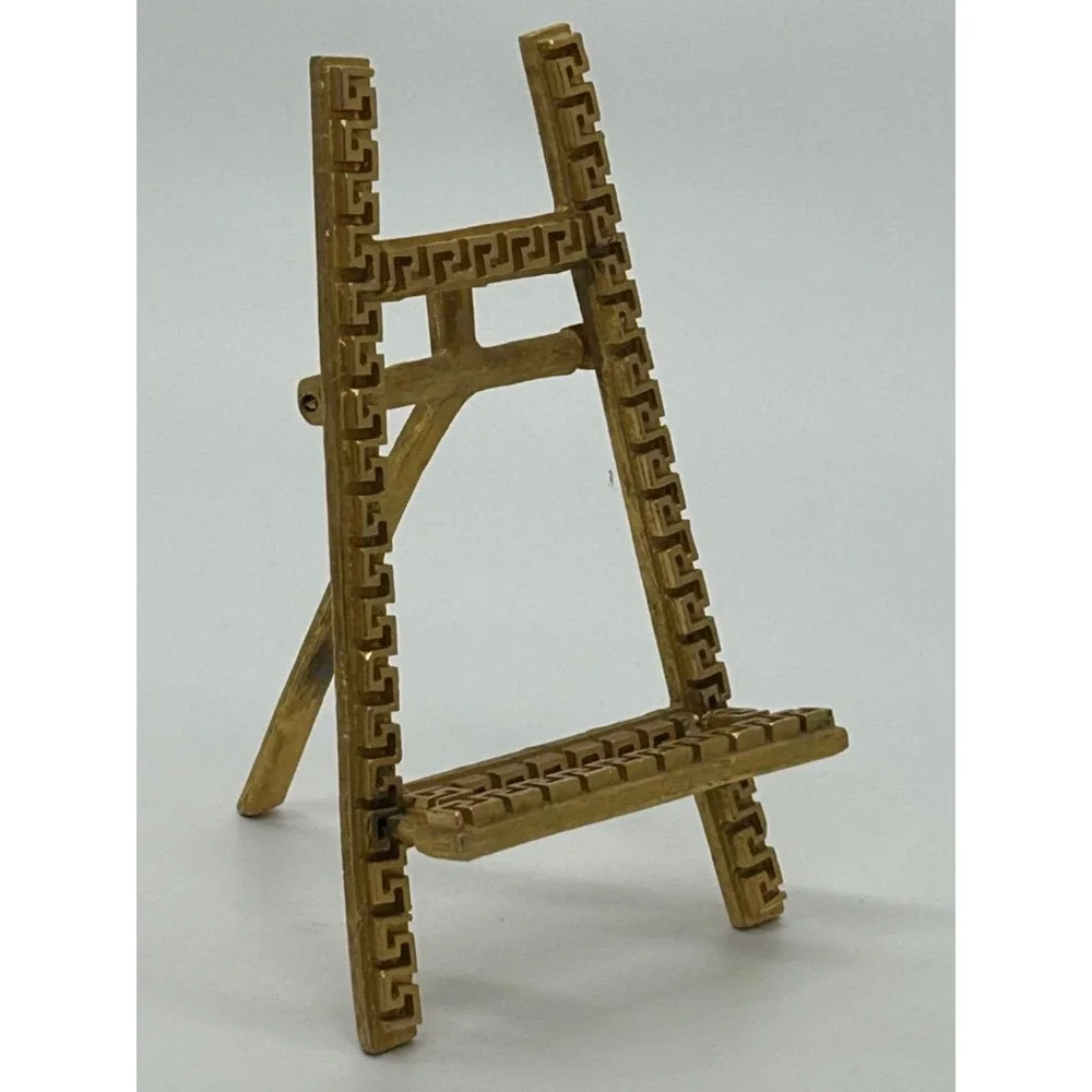 Miniature Ormolu Brass Greek Key Decor Easel Antique Decorative Display Stand 6